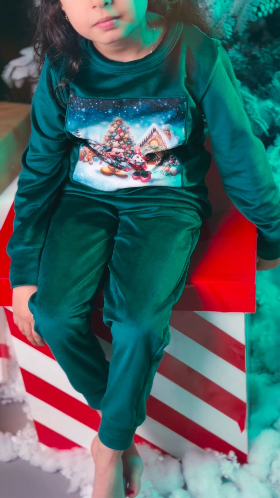 Mickey & Minnie Christmas Emerald Green Velvet Set
