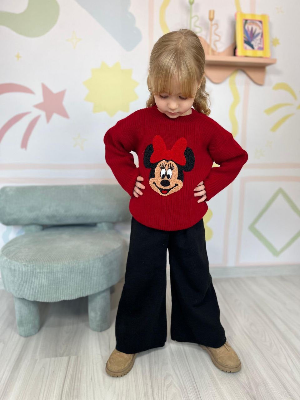 Minnie Mouse Knit Red Sweater Set