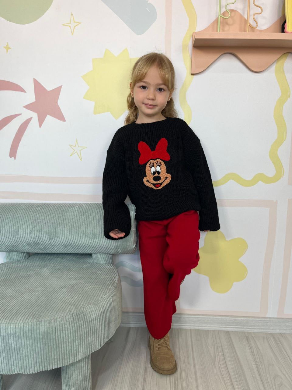 Minnie Mouse Knit Black Sweater Set