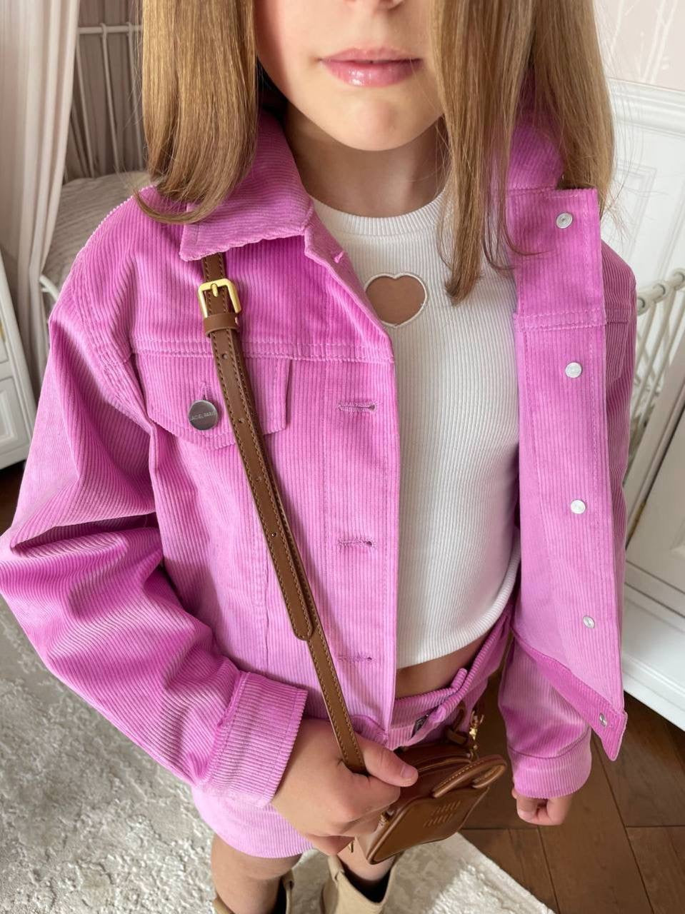 La’ciel Paris Pink Corduroy Skirt Set