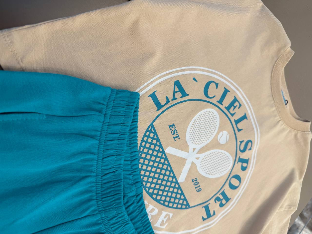 La'ciel Paris Beige & Teal Sport Tennis Set
