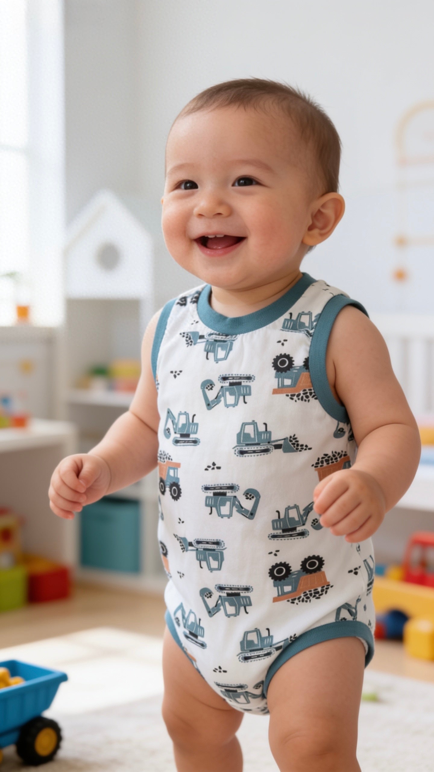 Digger Truck Baby Romper