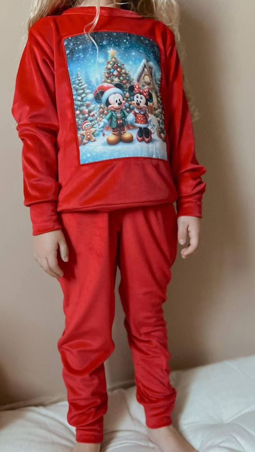 Mickey & Minnie Christmas Red Velvet Set
