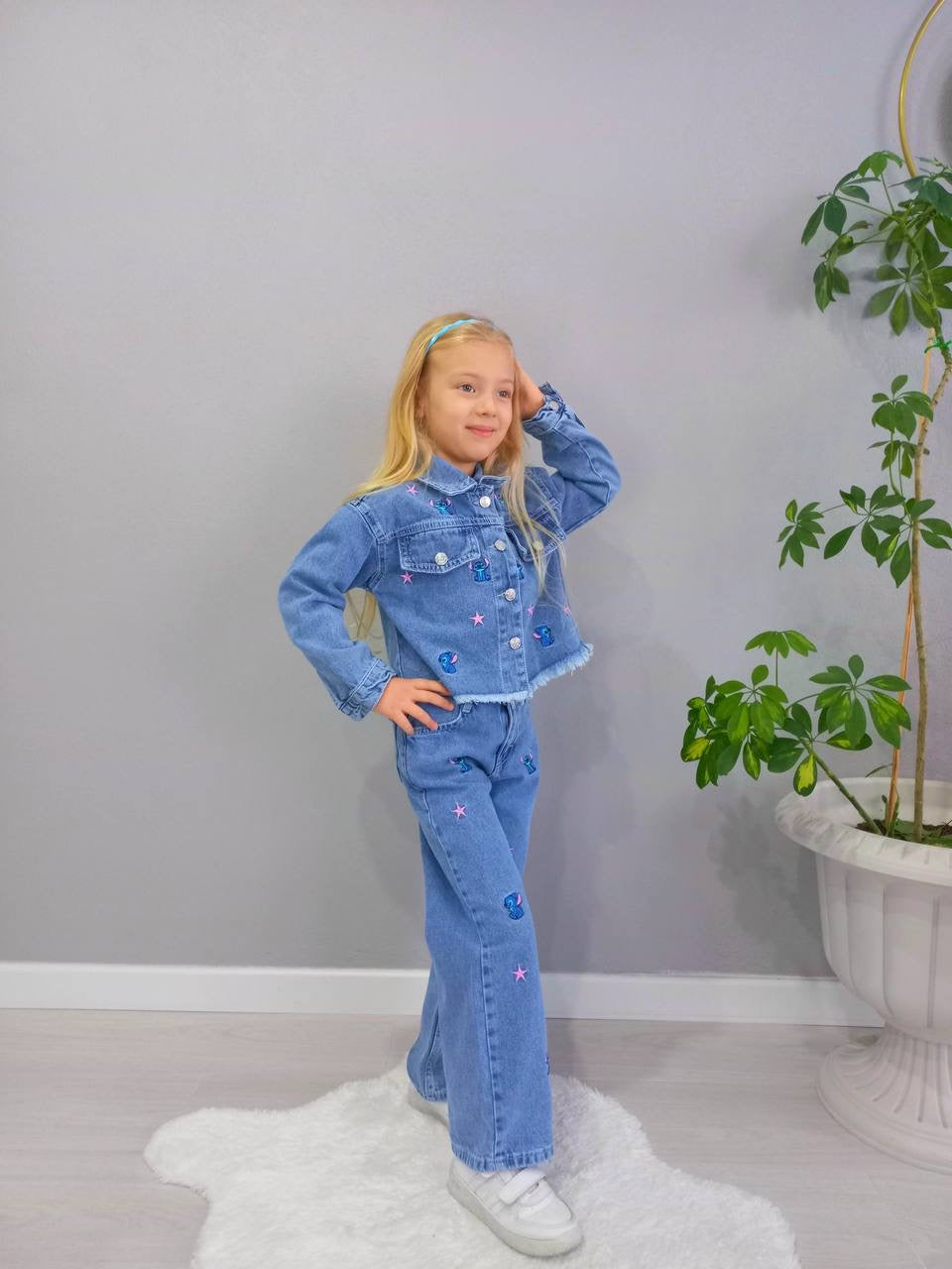 Little Stitch Blue Denim Set