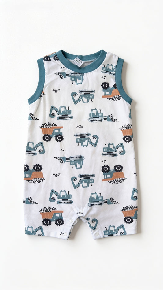 Digger Truck Baby Romper