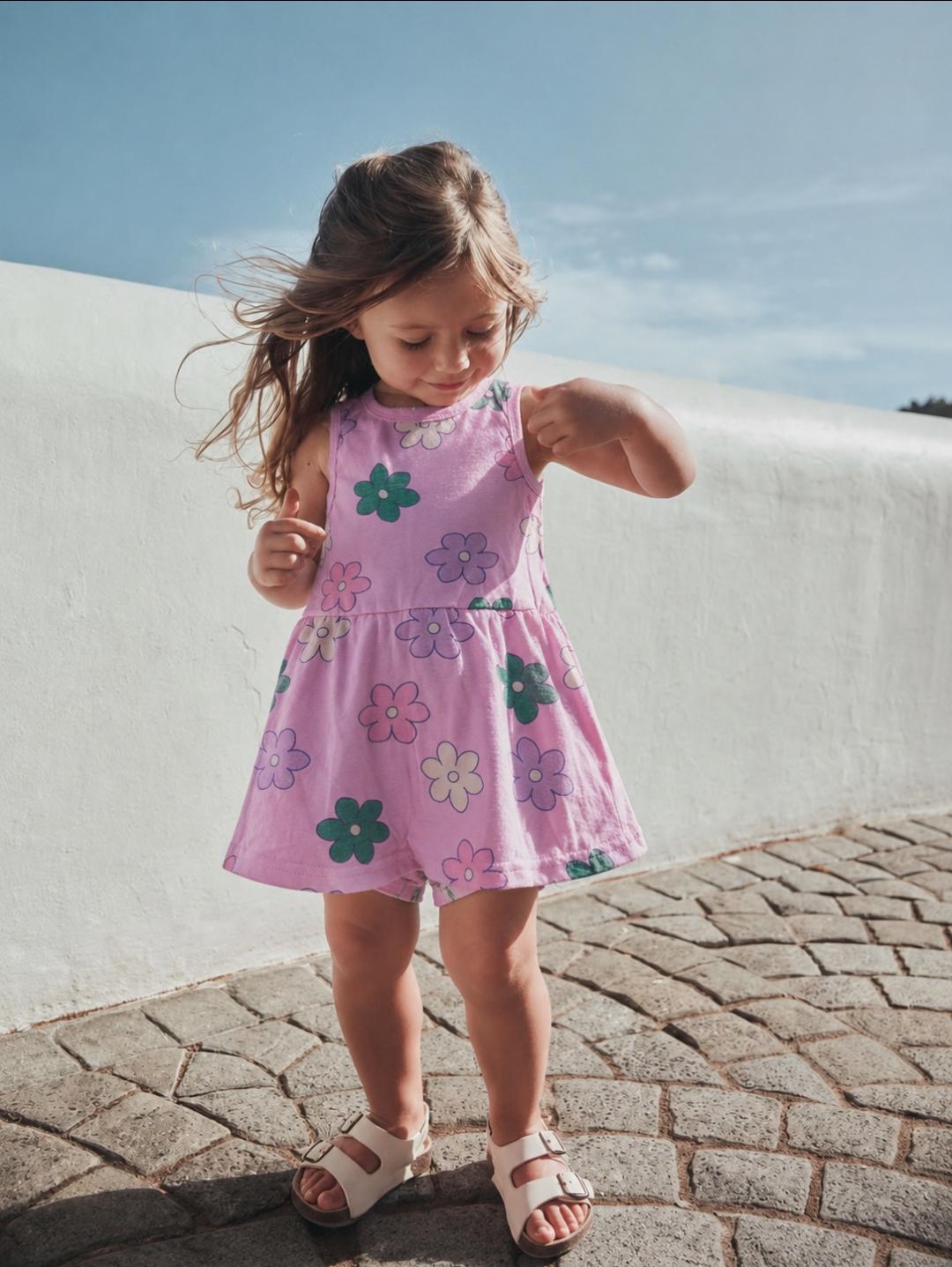 Lilac Floral Bodysuit Baby Dress