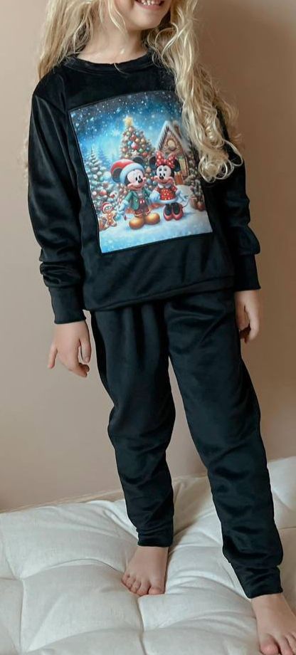Mickey & Minnie Christmas Black Velvet Set