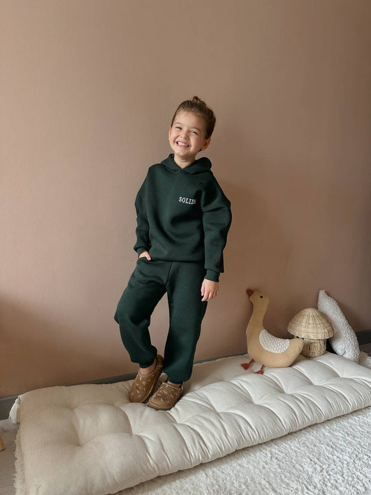 Soliday Forest Green Hoodie Fleece Set
