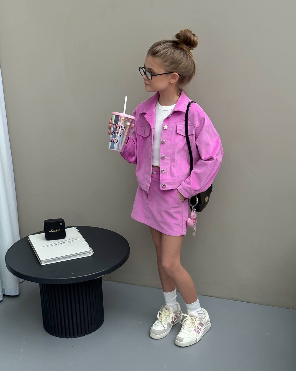 La’ciel Paris Pink Corduroy Skirt Set