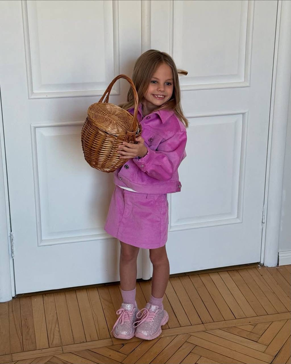 La’ciel Paris Pink Corduroy Skirt Set