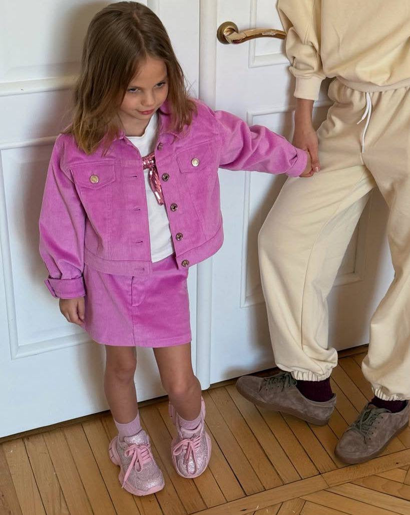 La’ciel Paris Pink Corduroy Skirt Set