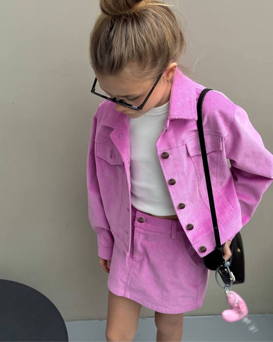 La’ciel Paris Pink Corduroy Skirt Set