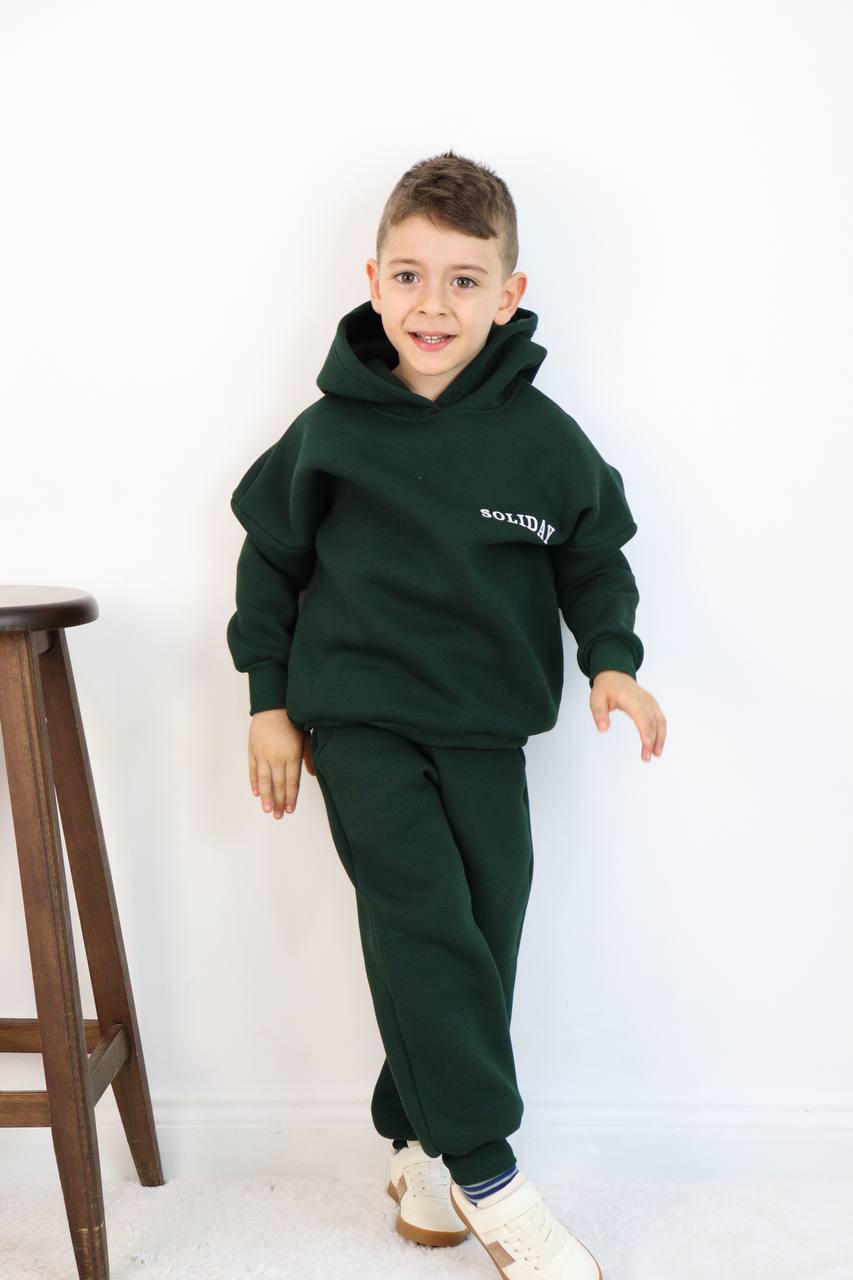 Soliday Forest Green Hoodie Fleece Set
