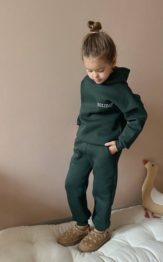 Soliday Forest Green Hoodie Fleece Set