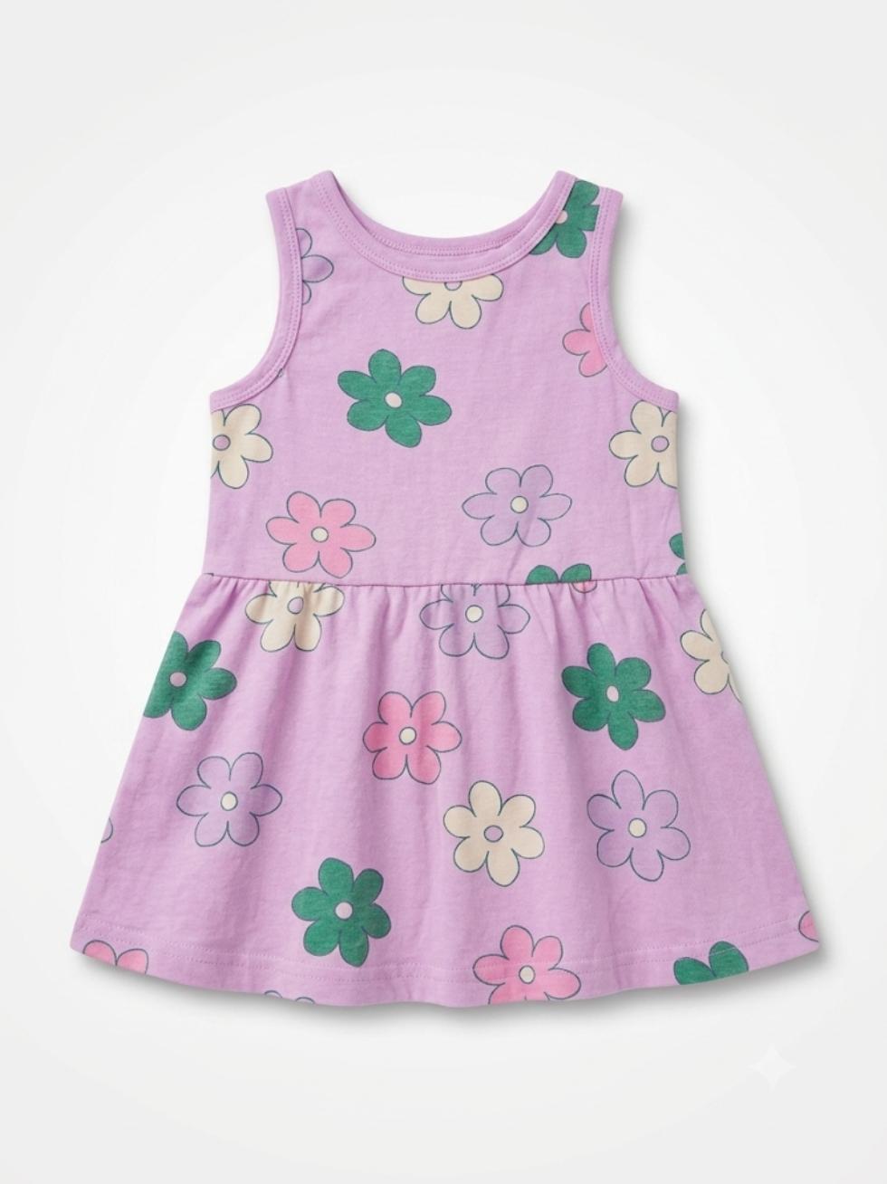 Lilac Floral Bodysuit Baby Dress