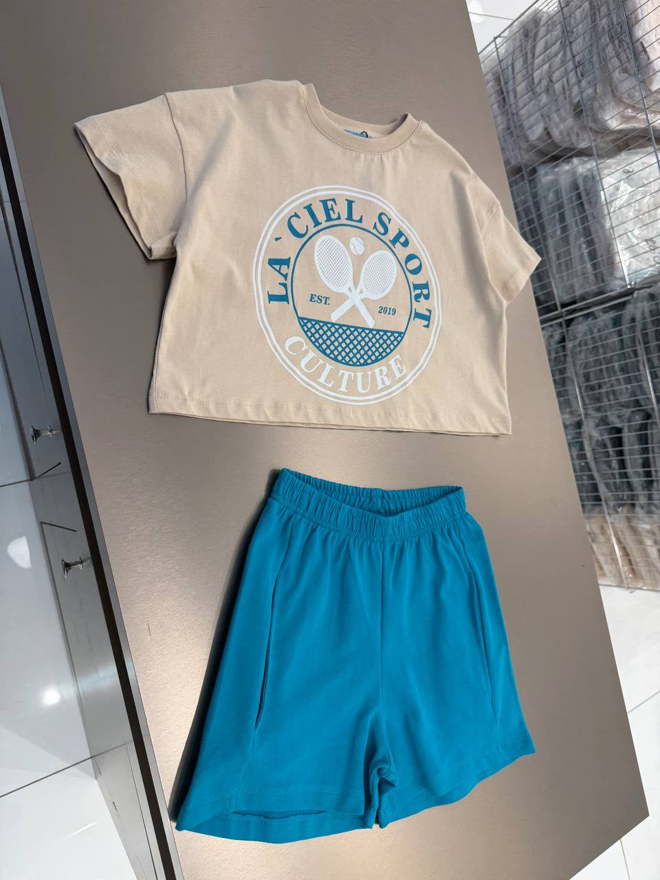 La'ciel Paris Beige & Teal Sport Tennis Set