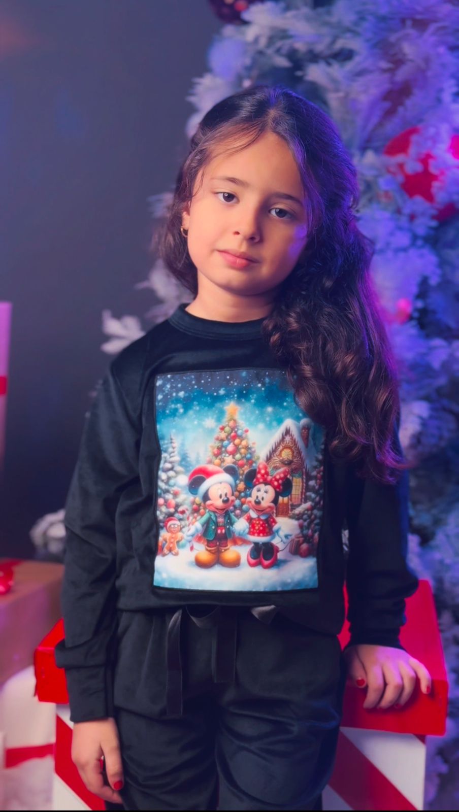 Mickey & Minnie Christmas Black Velvet Set