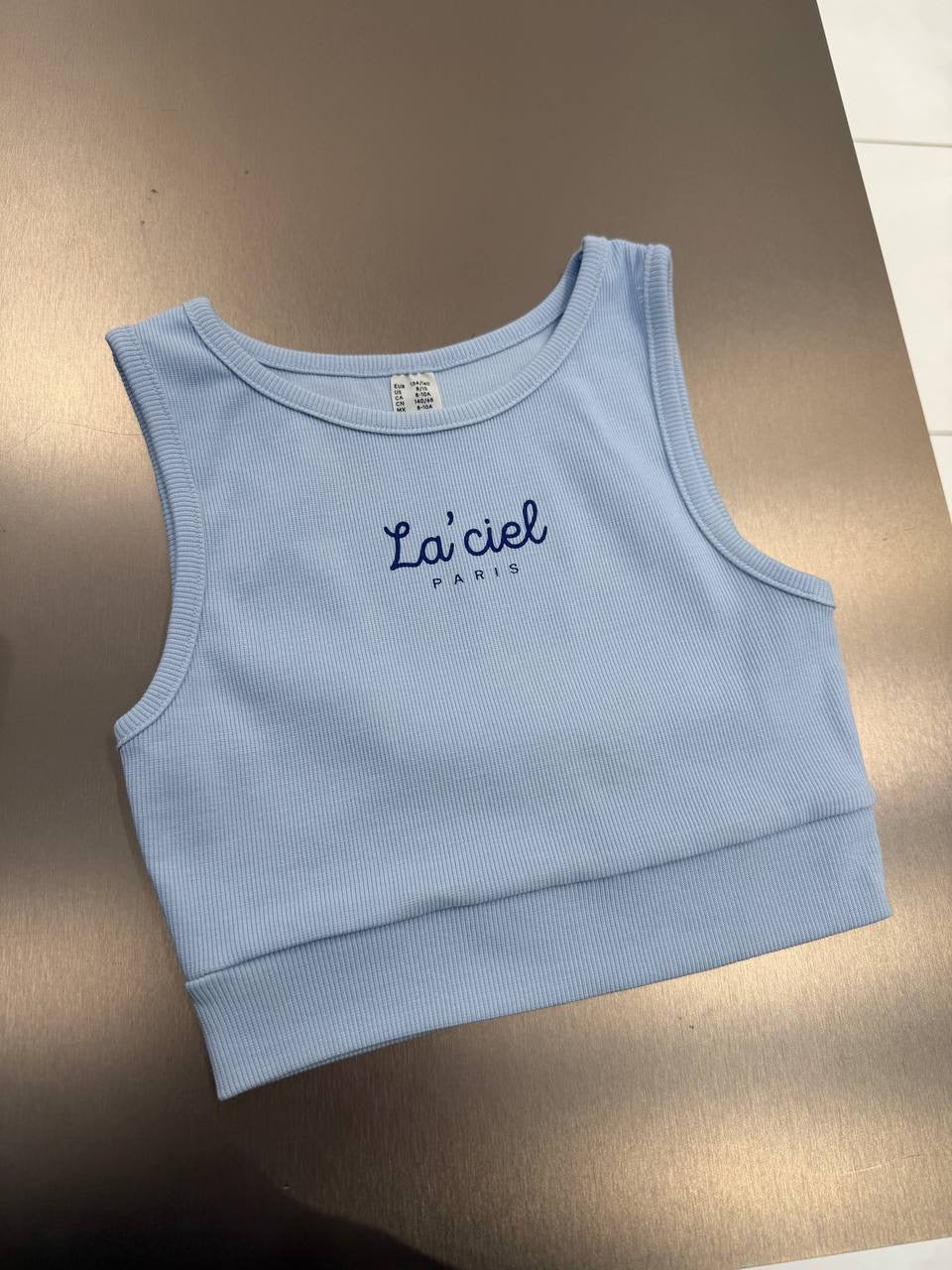 La'ciel Paris Light Blue Tank Crop Top