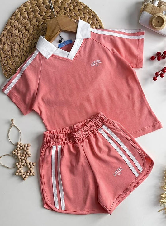 La’ciel Paris Coral V-Neck Polo Set