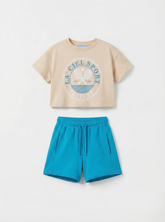 La'ciel Paris Beige & Teal Sport Tennis Set