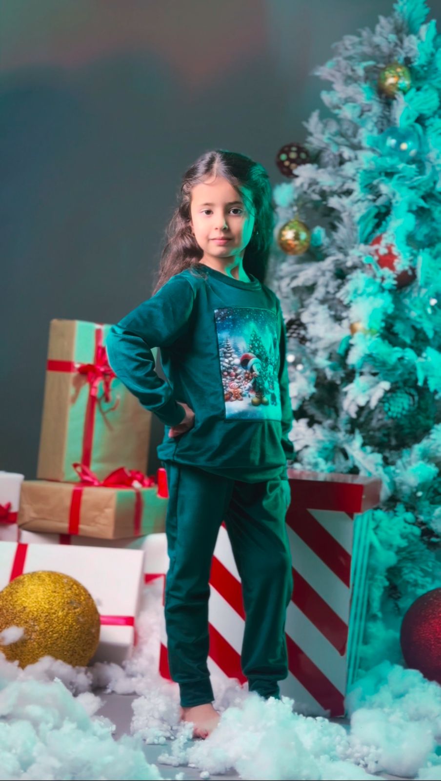 Mickey & Minnie Christmas Emerald Green Velvet Set