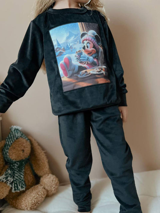 Minnie Mouse Christmas Black Velvet Set