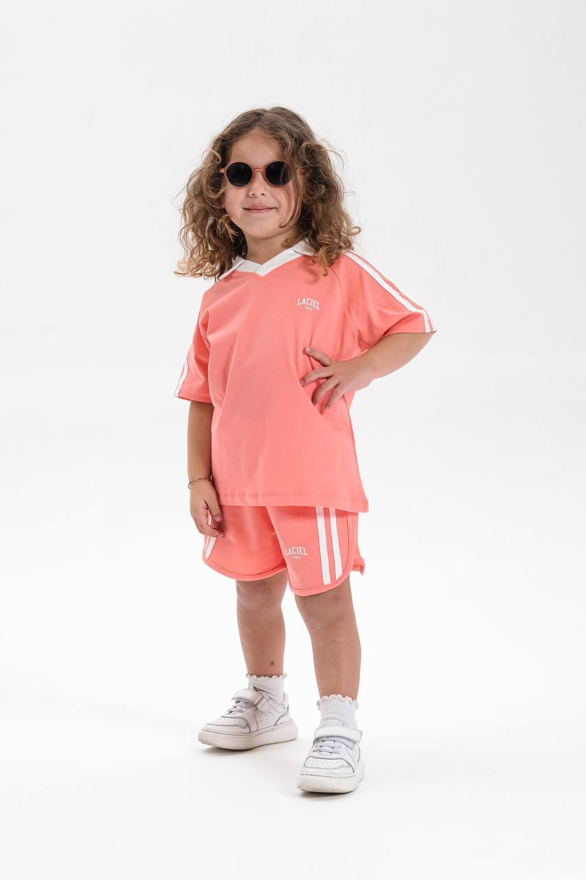 La’ciel Paris Coral V-Neck Polo Set