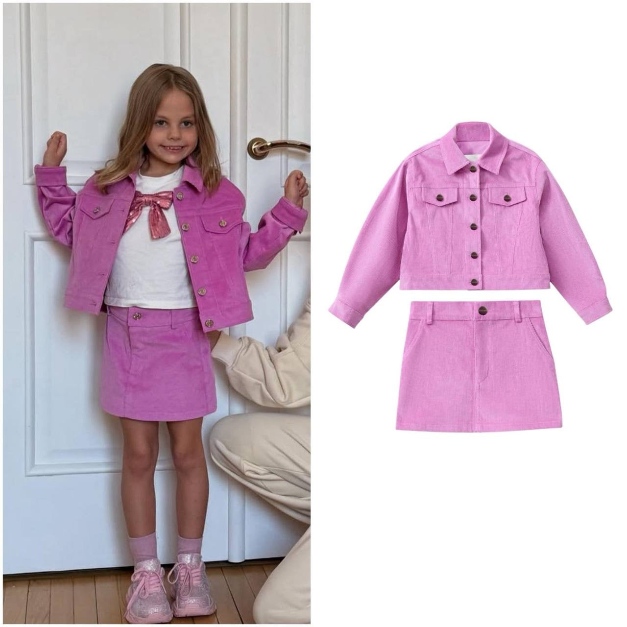 La’ciel Paris Pink Corduroy Skirt Set