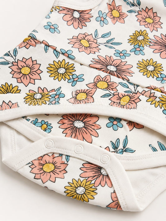 Beige Floral Bodysuit Baby Dress