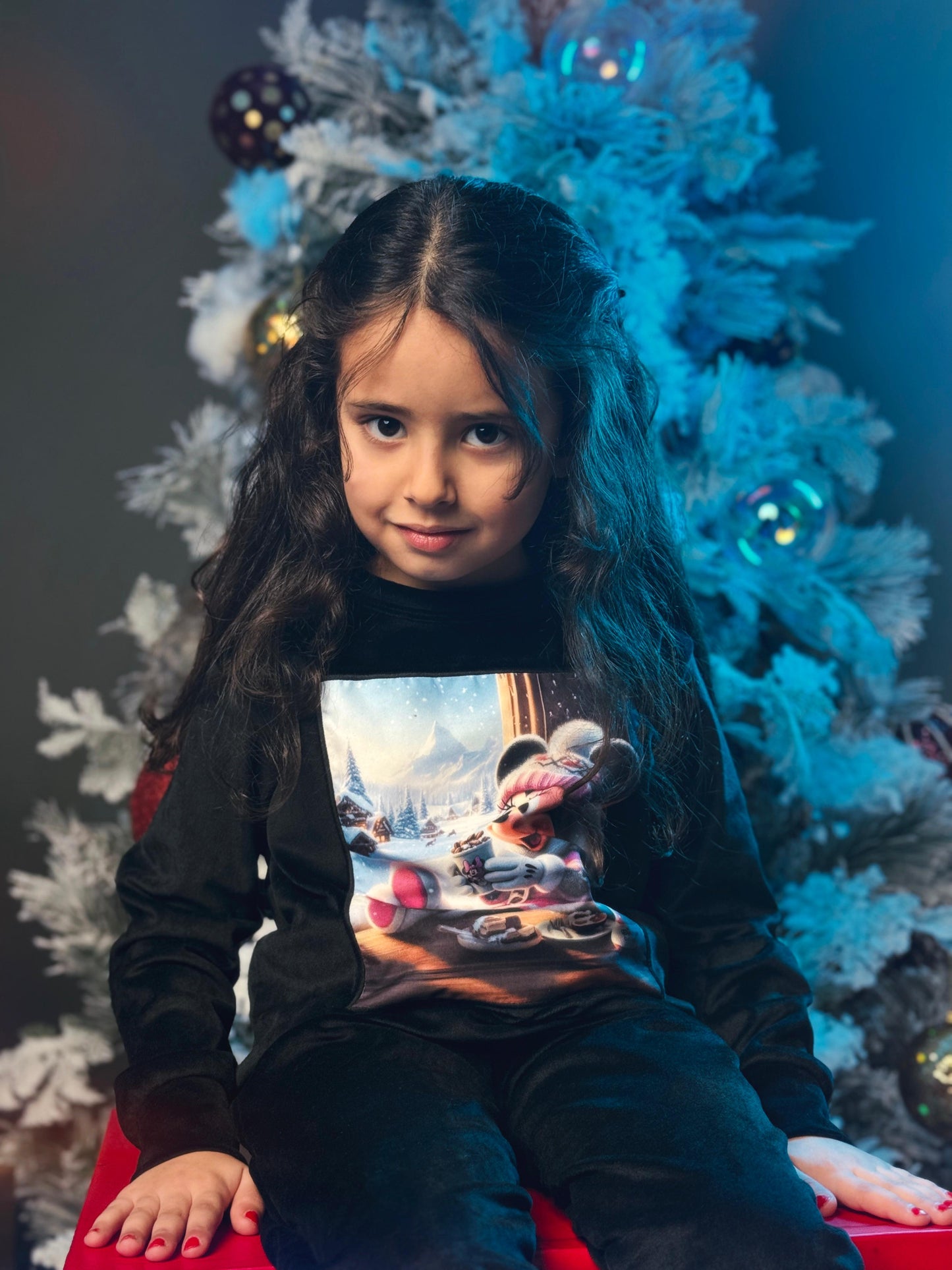 Minnie Mouse Christmas Black Velvet Set