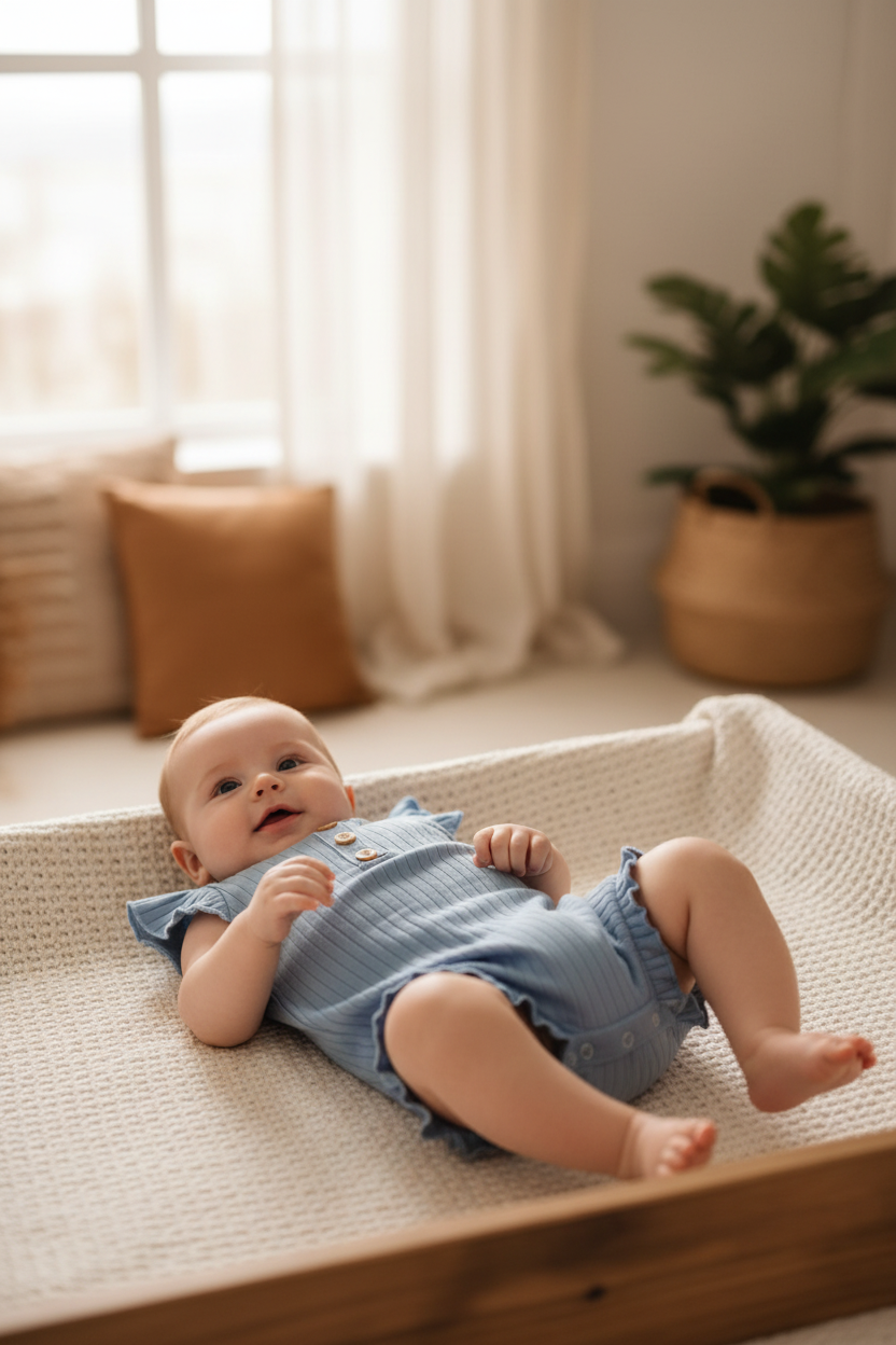 Dusty Blue Baby Romper