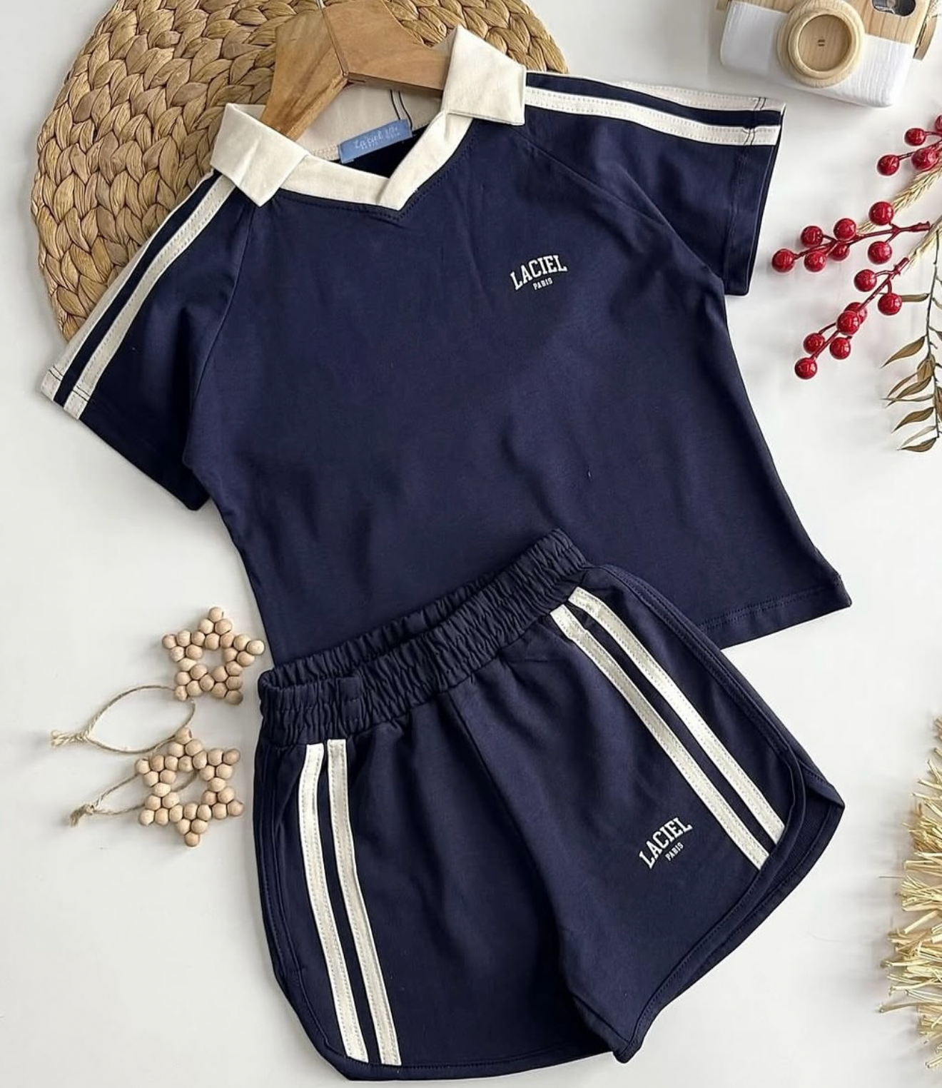 La’ciel Paris Navy V-Neck Polo Set
